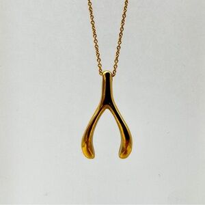 Gold Wishbone Pendant Necklace